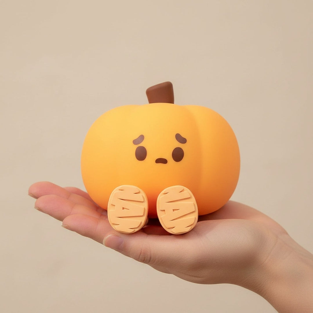 Pumpkin Night Light Halloween Decoration | Rechargeable LED with Dangling Legs | Soft Silicone, Warm Orange Glow, USB Charge
