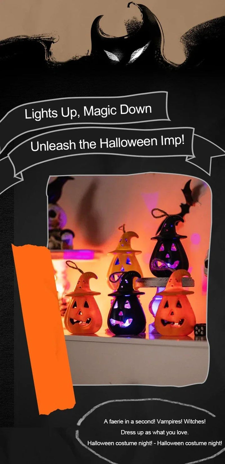 Pumpkin Skull LED Night Lantern Halloween Decoration | Battery Powered Flameless Design | Portable Indoor Party Lighting
