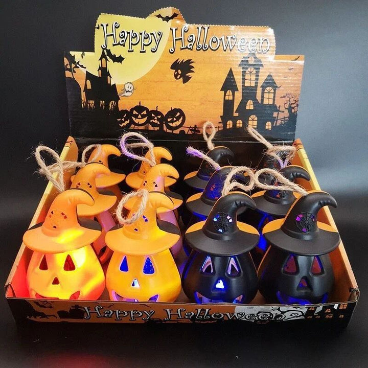 Pumpkin Skull LED Night Lantern Halloween Decoration | Battery Powered Flameless Design | Portable Indoor Party Lighting
