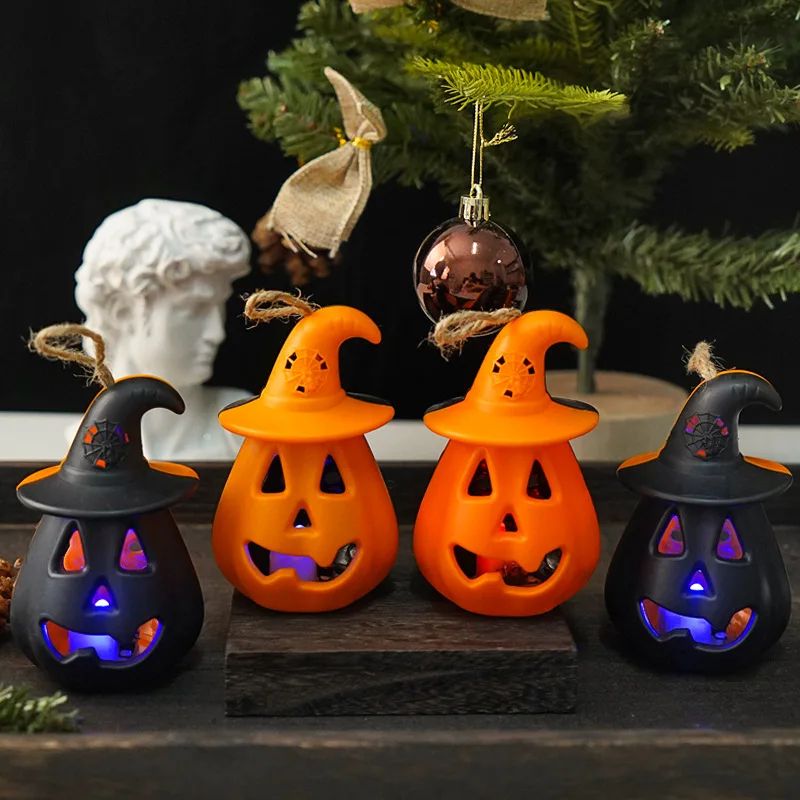 Pumpkin Skull LED Night Lantern Halloween Decoration | Battery Powered Flameless Design | Portable Indoor Party Lighting