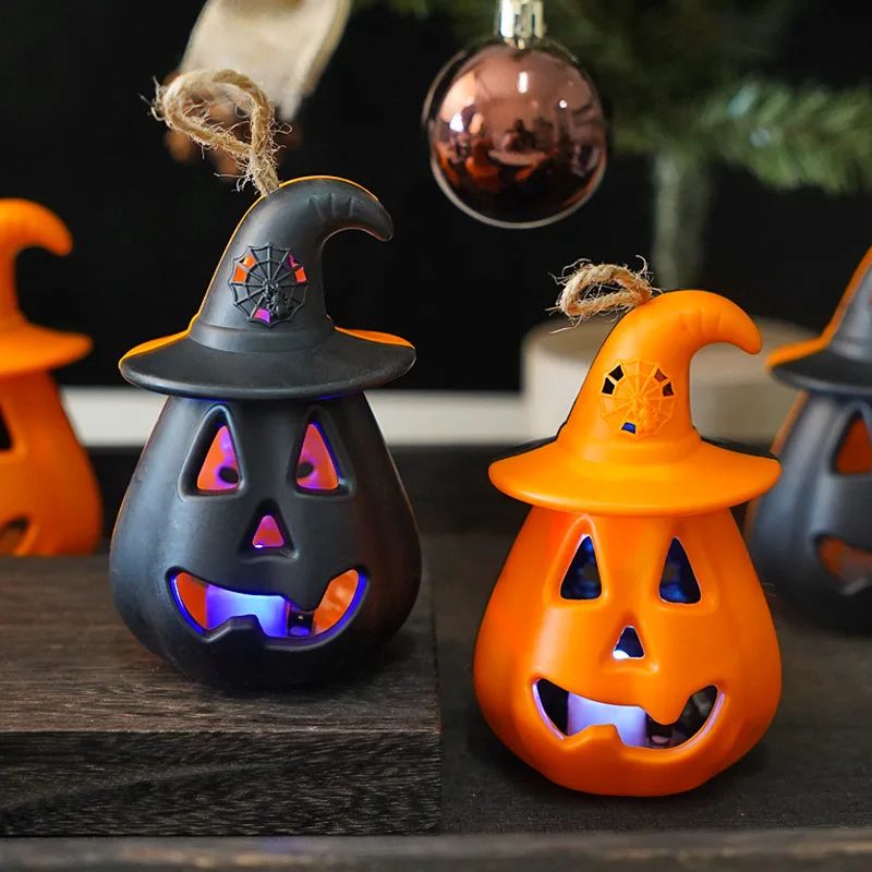 Pumpkin Skull LED Night Lantern Halloween Decoration | Battery Powered Flameless Design | Portable Indoor Party Lighting
