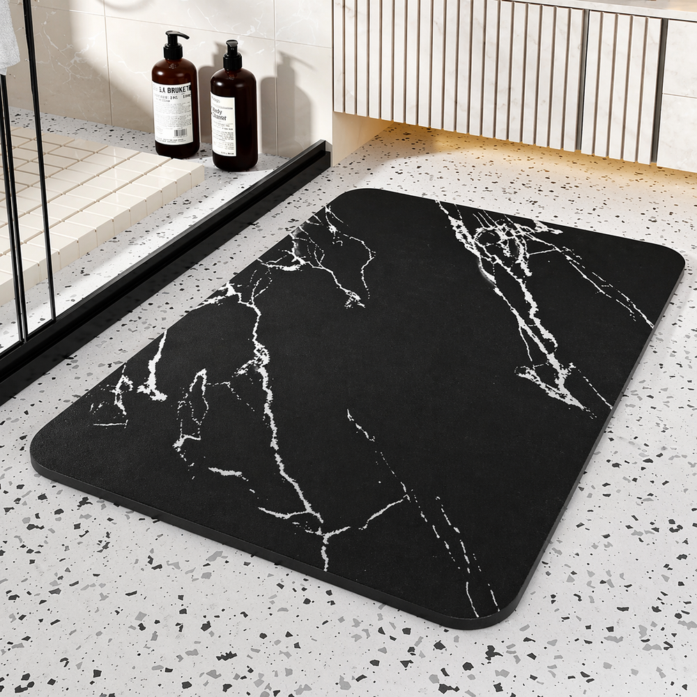 Quick Dry Bathroom Mat Diatom Stone Marble Non-Slip with Rubber Grip Base