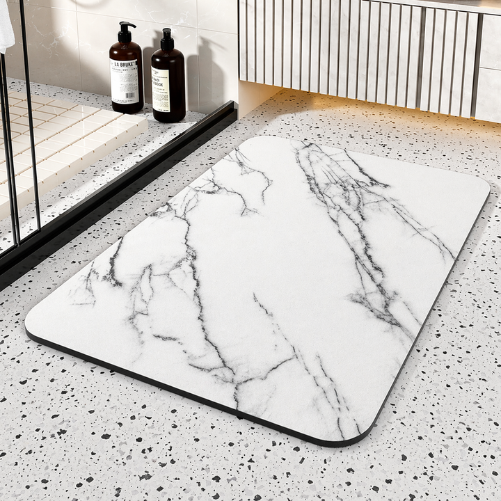 Quick Dry Bathroom Mat Diatom Stone Marble Non-Slip with Rubber Grip Base
