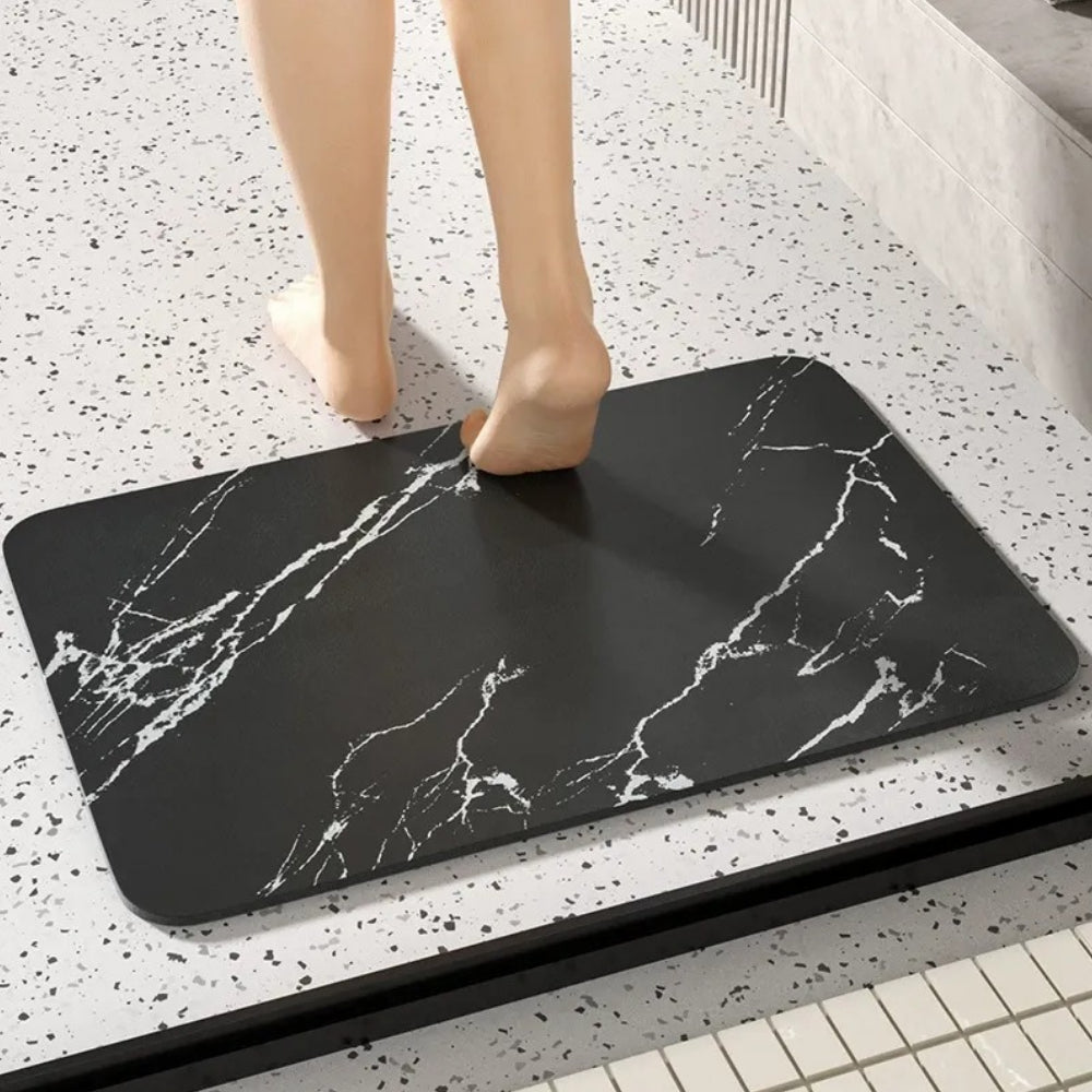 Quick Dry Bathroom Mat Diatom Stone Marble Non-Slip with Rubber Grip Base