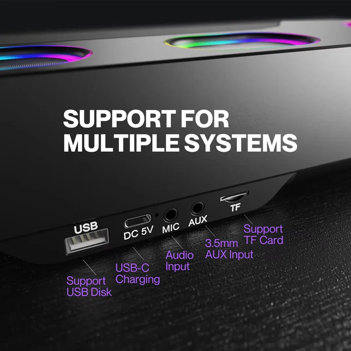 RGB Bluetooth Desktop Speakers Dual Driver Rechargeable