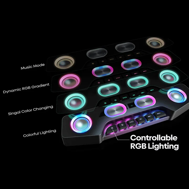 RGB Bluetooth Desktop Speakers Dual Driver Rechargeable