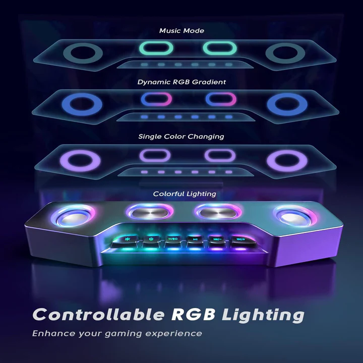 RGB Bluetooth Desktop Speakers Dual Driver Rechargeable