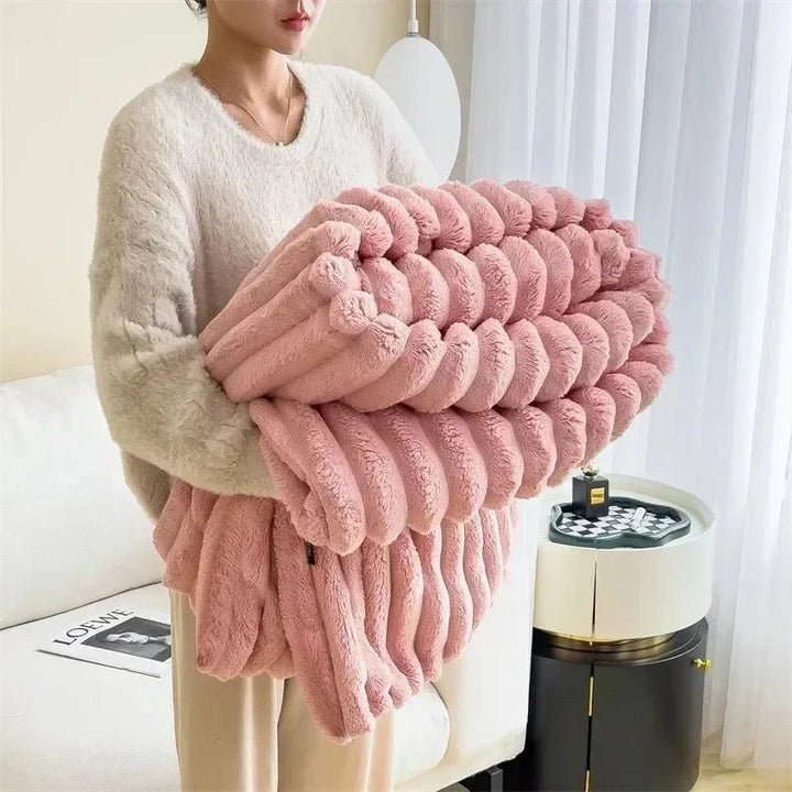 Rabbit Plush Blanket | Ribbed Channels, Deep Soft Pile