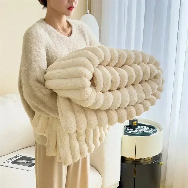 Rabbit Plush Blanket | Ribbed Channels, Deep Soft Pile