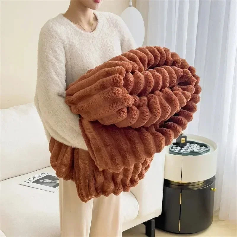 Rabbit Plush Blanket | Ribbed Channels, Deep Soft Pile