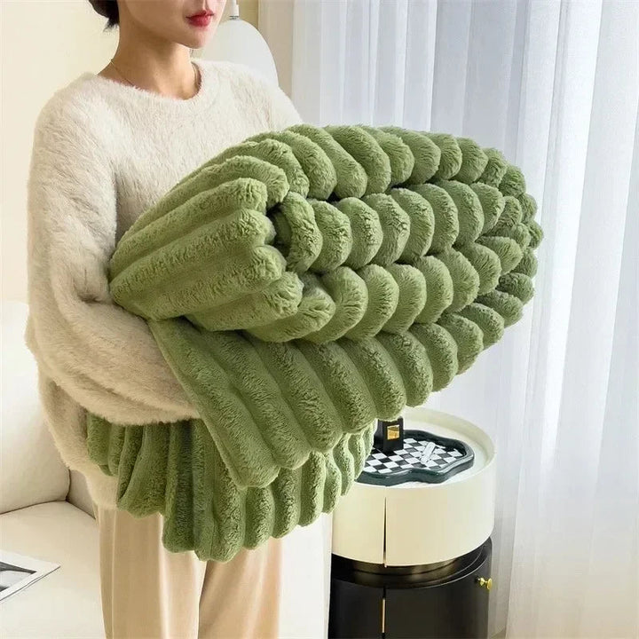 Rabbit Plush Blanket | Ribbed Channels, Deep Soft Pile