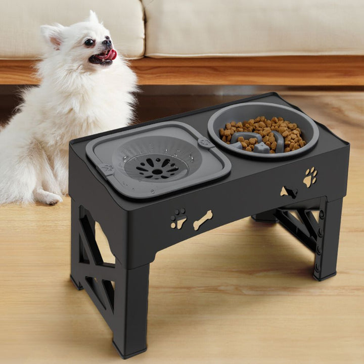 Raised Dog Feeder ABS &amp; Stainless Steel | 5-Level Adjustable Slow Feed Bowl | Non-Slip Base, Prevents Bloating &amp; Choking