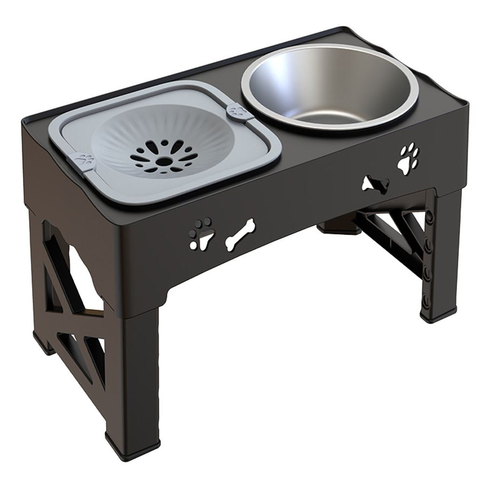 Raised Dog Feeder ABS &amp; Stainless Steel | 5-Level Adjustable Slow Feed Bowl | Non-Slip Base, Prevents Bloating &amp; Choking