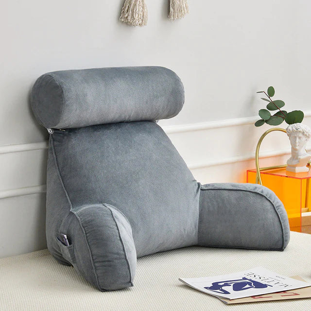 Reading Pillow with Adjustable Headrest | Back &amp; Neck Support | Side Pocket | Machine Washable