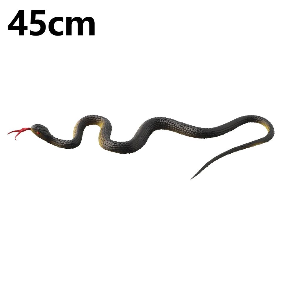 Realistic Rubber Toy Snake Halloween Decoration | Flexible Anaconda Prop with Tongue Detail | Garden Bird Deterrent