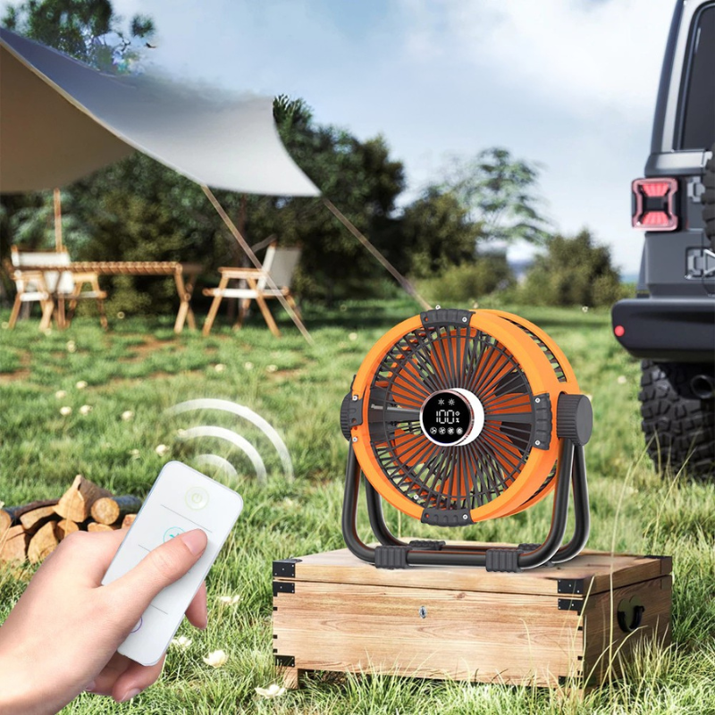 Rechargeable Camping Fan with LED Light &amp; Power Bank | 20000mAh | 4 Speeds | Remote Control