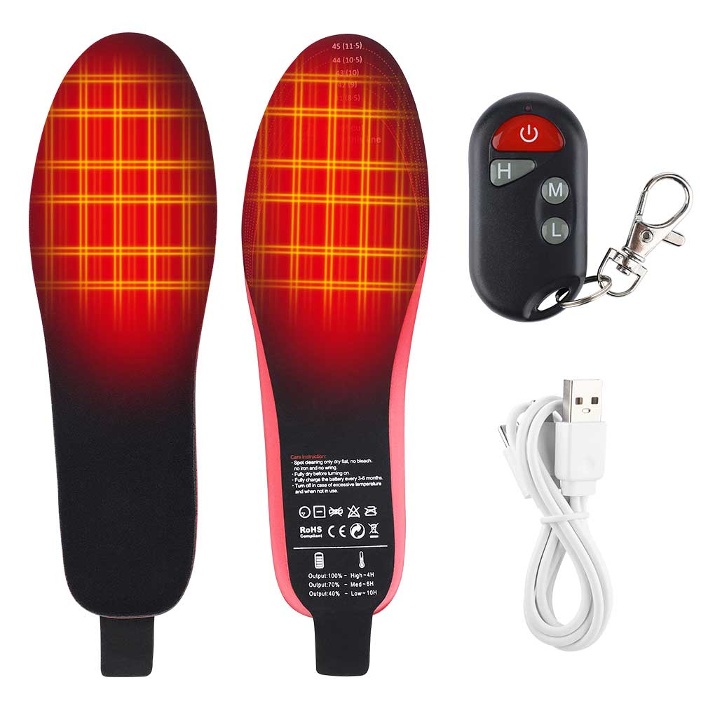 Rechargeable Heated Insoles Remote Control Carbon Fibre with 9-Hour Warmth