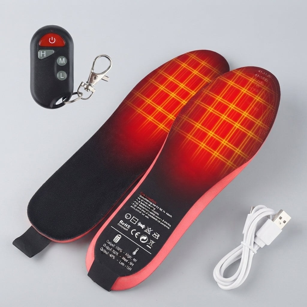 Rechargeable Heated Insoles Remote Control Carbon Fibre with 9-Hour Warmth