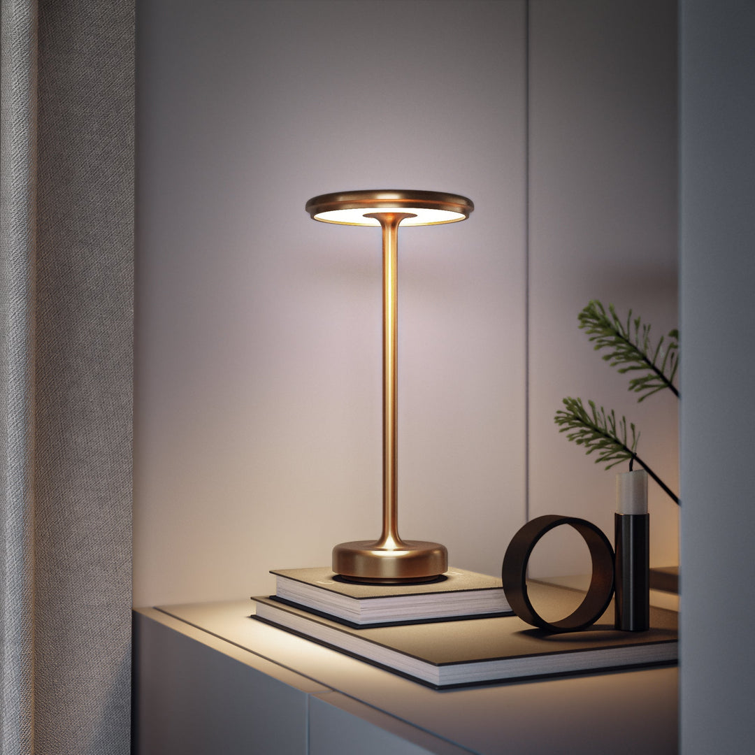 Rechargeable Table Lamp | Dimmable Cordless With A Disc Head
