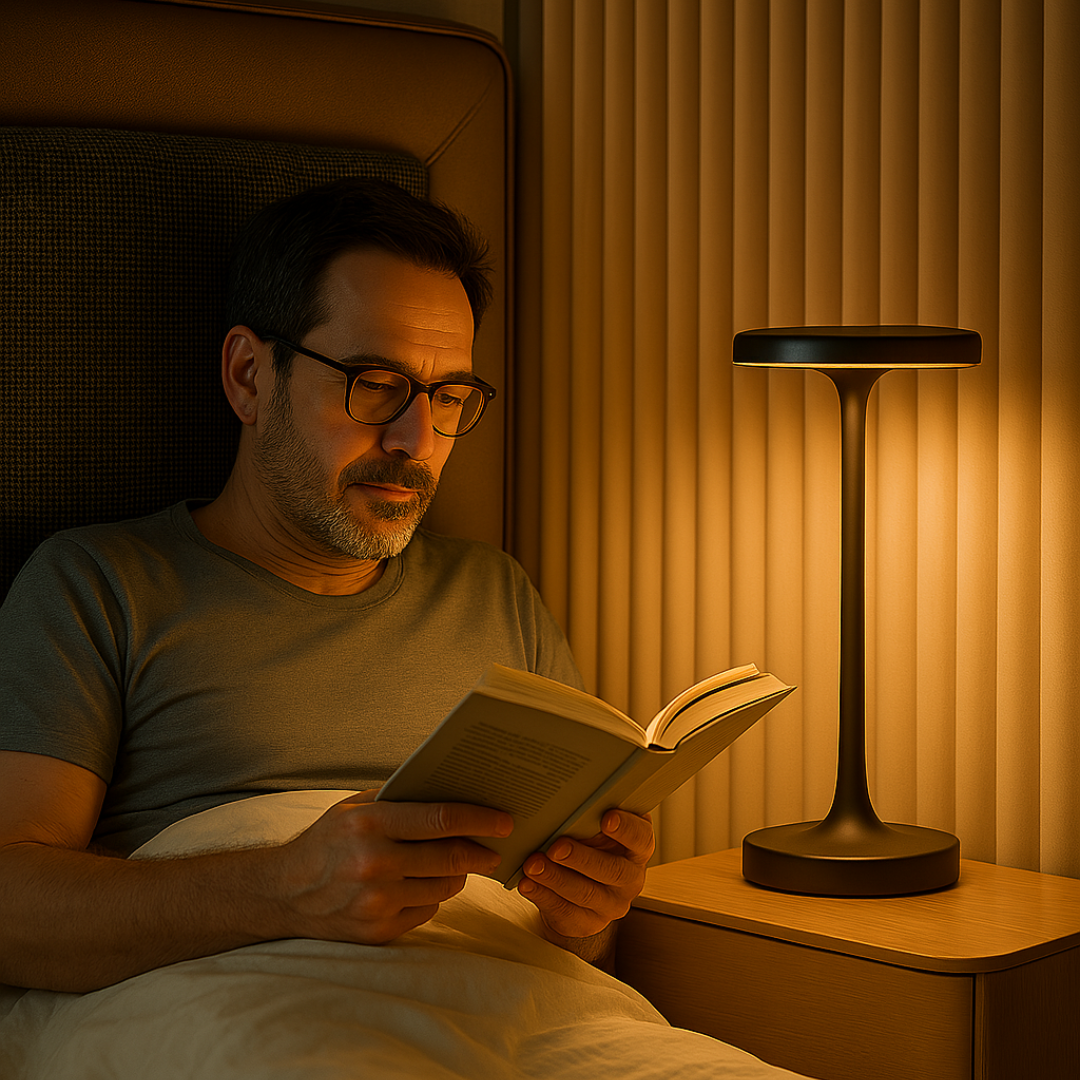 Rechargeable Table Lamp | Dimmable Cordless With A Disc Head