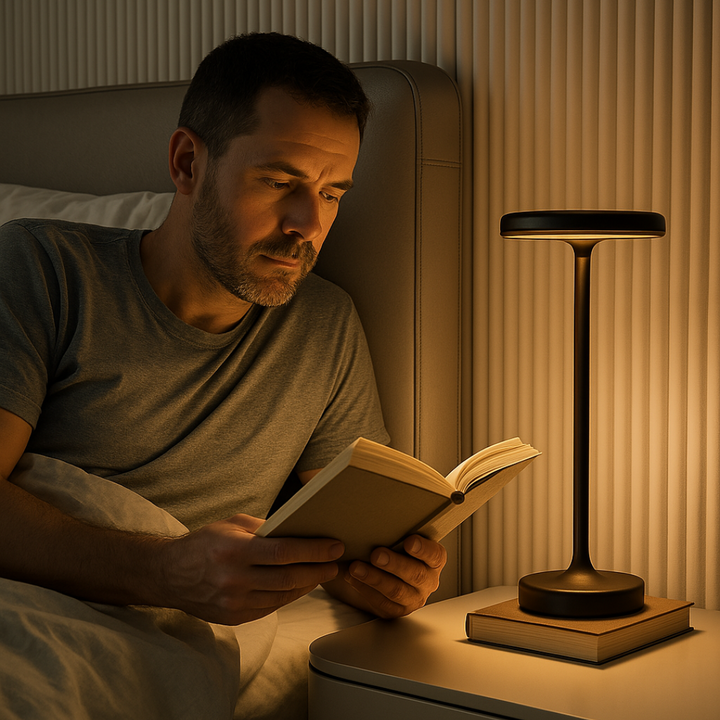 Rechargeable Table Lamp | Dimmable Cordless With A Disc Head