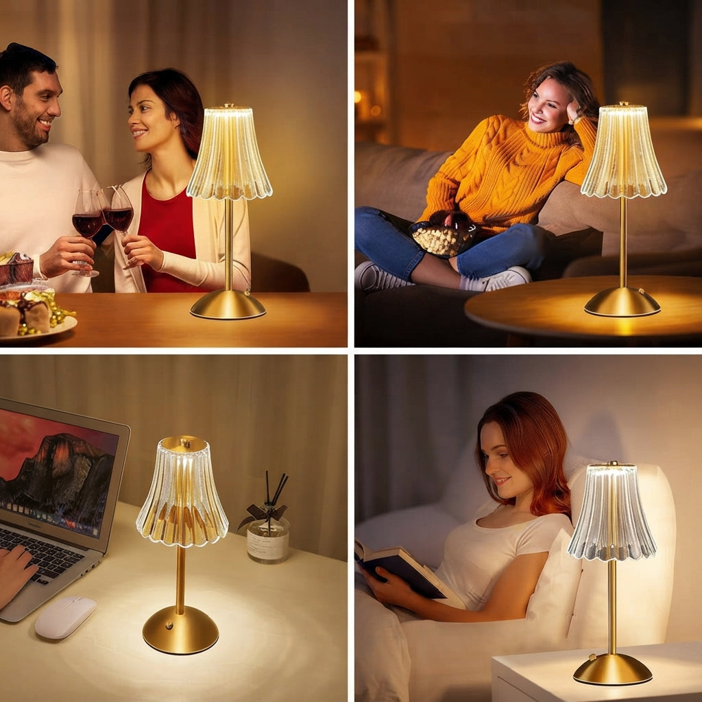 Rechargeable Table Lamp LED Retro Design Three-Colour with Touch Dimming