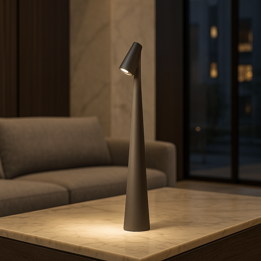 Rechargeable Table Lamp Metal &amp; Glass | Dimmable Cordless Design | Up to 20 Hours Battery Life, Indoor &amp; Outdoor Use