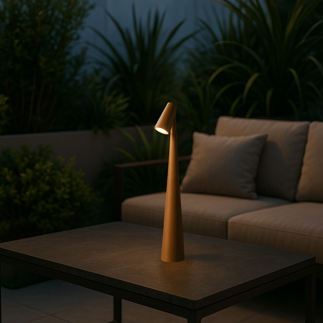 Rechargeable Table Lamp Metal &amp; Glass | Dimmable Cordless Design | Up to 20 Hours Battery Life, Indoor &amp; Outdoor Use