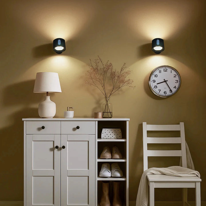 Rechargeable Wireless Wall Light | 3 Brightness Levels, 360° Rotation | Remote Control Included, No Drilling Needed