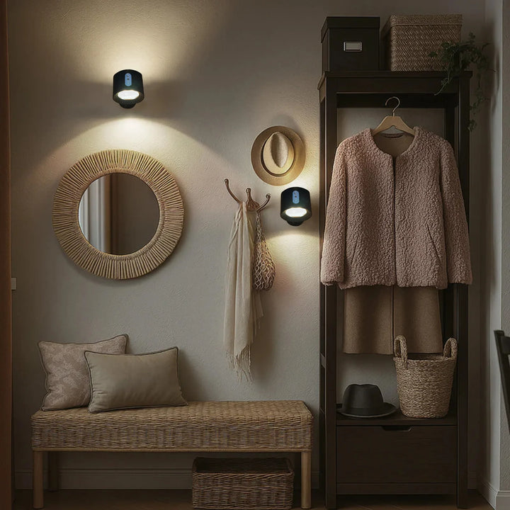Rechargeable Wireless Wall Light | 3 Brightness Levels, 360° Rotation | Remote Control Included, No Drilling Needed