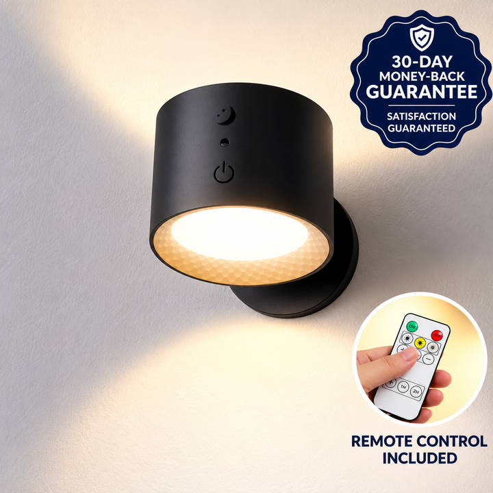 Rechargeable Wireless Wall Light | 3 Brightness Levels, 360° Rotation | Remote Control Included, No Drilling Needed