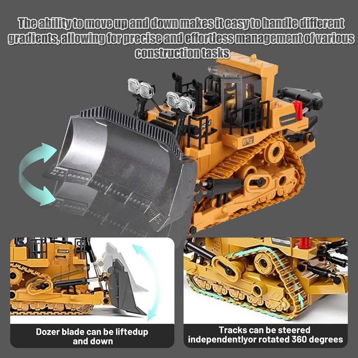 Remote Control Excavator Truck | 3 Motors, Metal Attachments, 11 Channel Control | Rubber Tracks for Outdoor Terrain