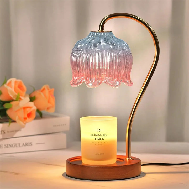 Retro Petal Candle Warmer Lamp Dimmer Timer Control