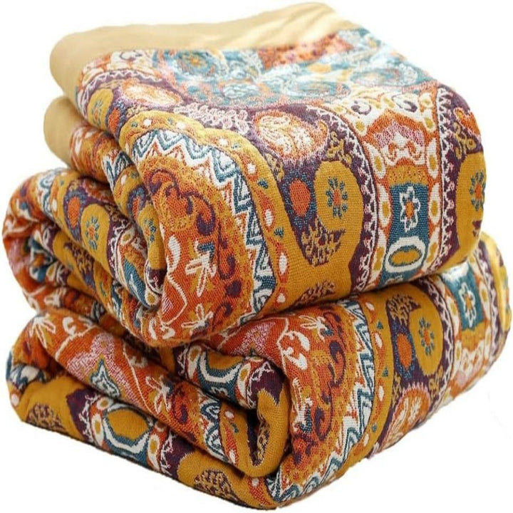 Reversible Cooling Blanket 150x200cm / 200x230cm | Dual-Sided Boho Design | Breathable Moisture-Wicking All-Season Throw