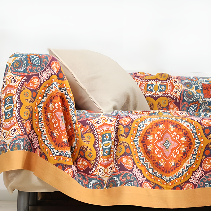 Reversible Cooling Blanket 150x200cm / 200x230cm | Dual-Sided Boho Design | Breathable Moisture-Wicking All-Season Throw