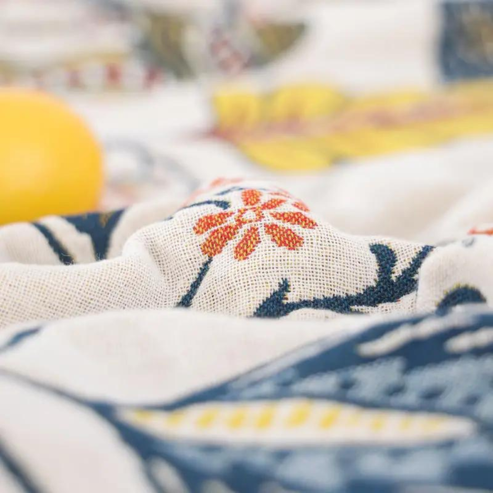 Reversible Throw Blanket Boho Floral Machine Washable with Tassels