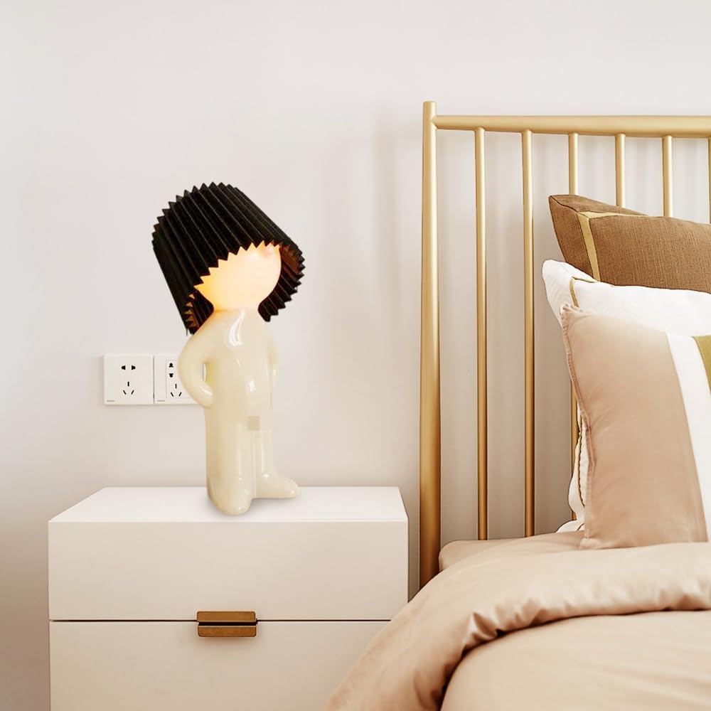 Ribbed Shade LED Table Lamp 29 cm | Green, Yellow, Red, Black | Soft Ambient Lighting for Nightstand, Desk or Sideboard
