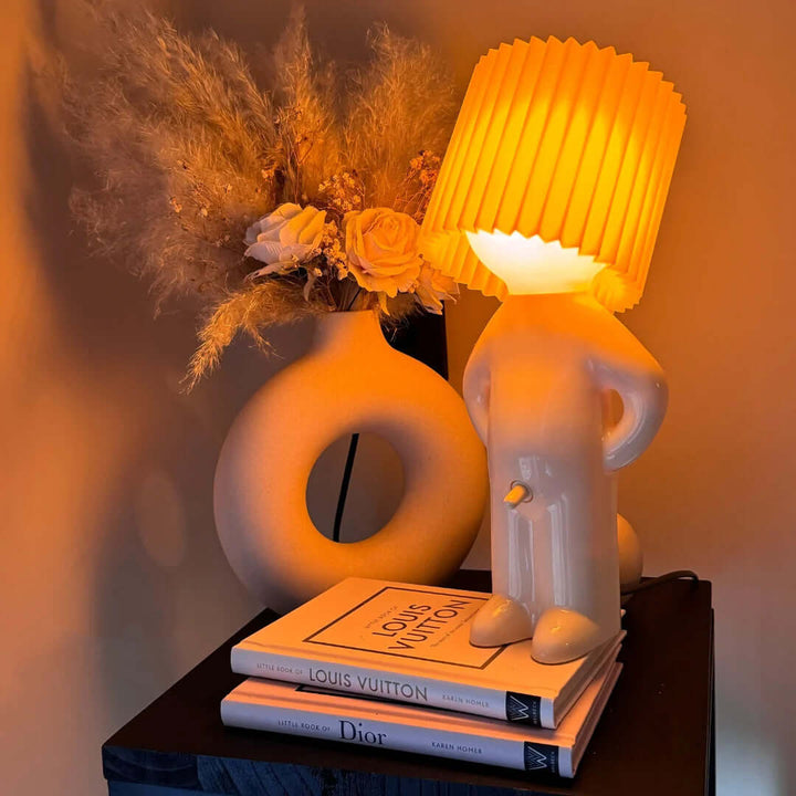 Ribbed Shade LED Table Lamp 29 cm | Green, Yellow, Red, Black | Soft Ambient Lighting for Nightstand, Desk or Sideboard