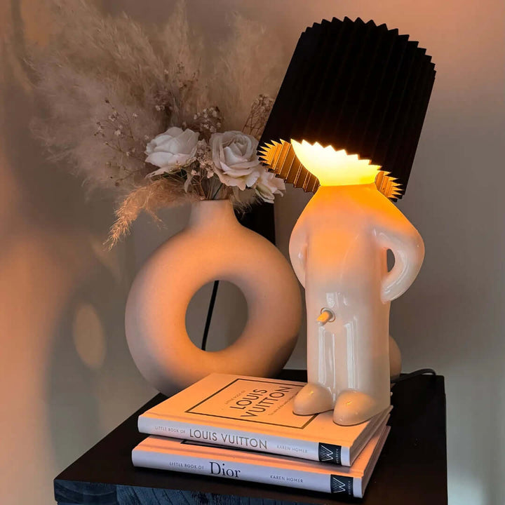 Ribbed Shade LED Table Lamp 29 cm | Green, Yellow, Red, Black | Soft Ambient Lighting for Nightstand, Desk or Sideboard
