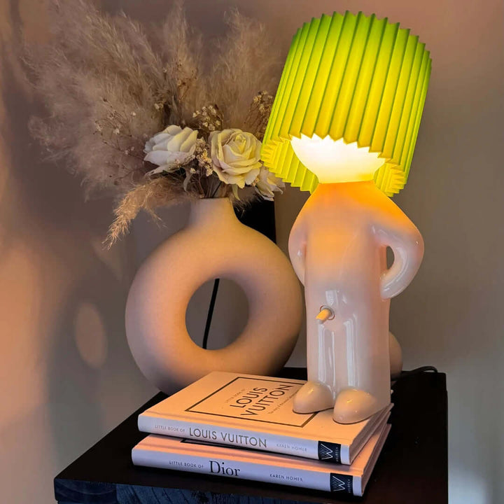 Ribbed Shade LED Table Lamp 29 cm | Green, Yellow, Red, Black | Soft Ambient Lighting for Nightstand, Desk or Sideboard