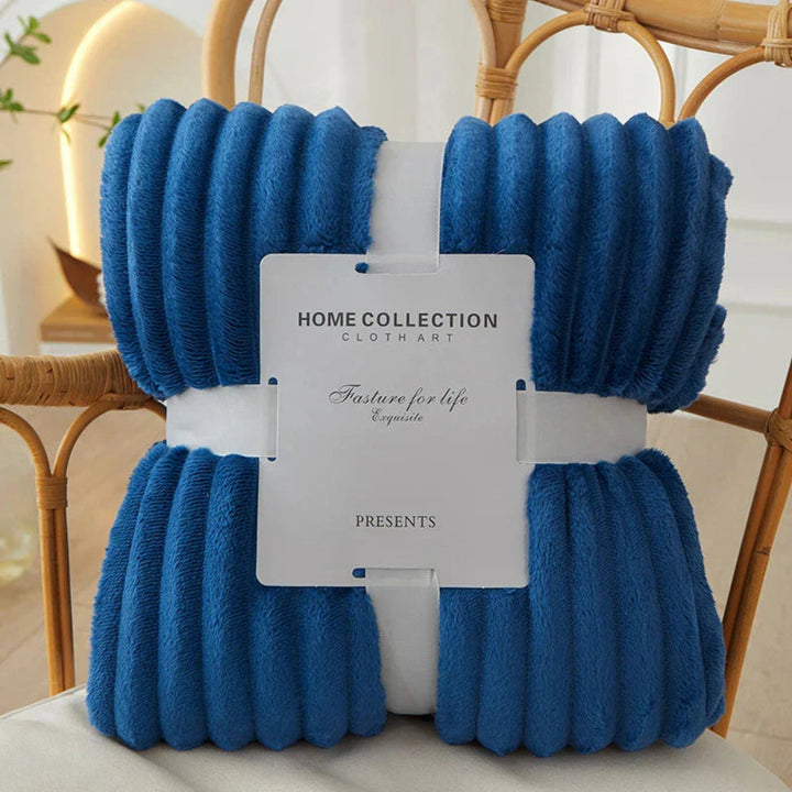 Ribbed Stripe Throw Blanket Soft Warm Machine Washable