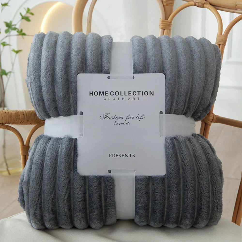 Ribbed Stripe Throw Blanket Soft Warm Machine Washable