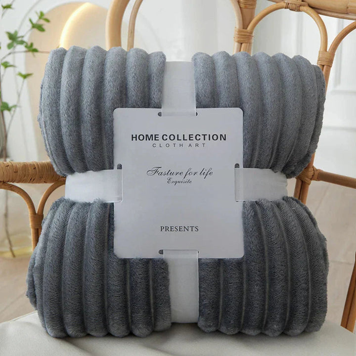 Ribbed Stripe Throw Blanket Soft Warm Machine Washable