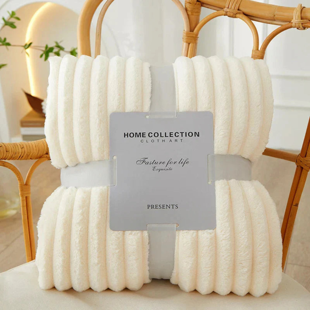 Ribbed Stripe Throw Blanket Soft Warm Machine Washable