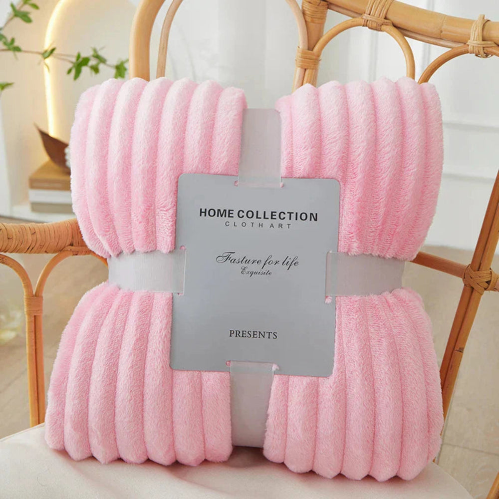 Ribbed Stripe Throw Blanket Soft Warm Machine Washable