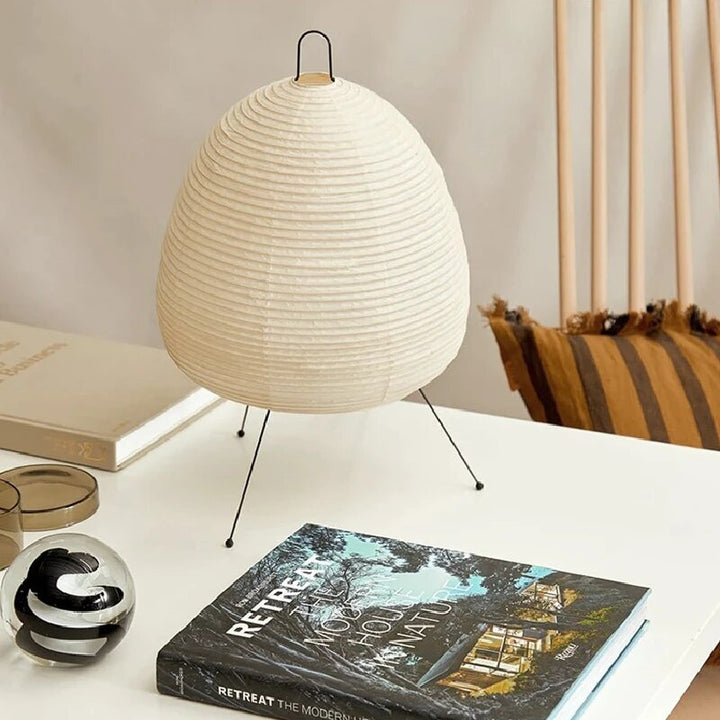 Rice Paper Table Lamp | Japanese-Inspired LED Design | Energy-Efficient Ambient Lighting for Living Room, Bedroom or Office