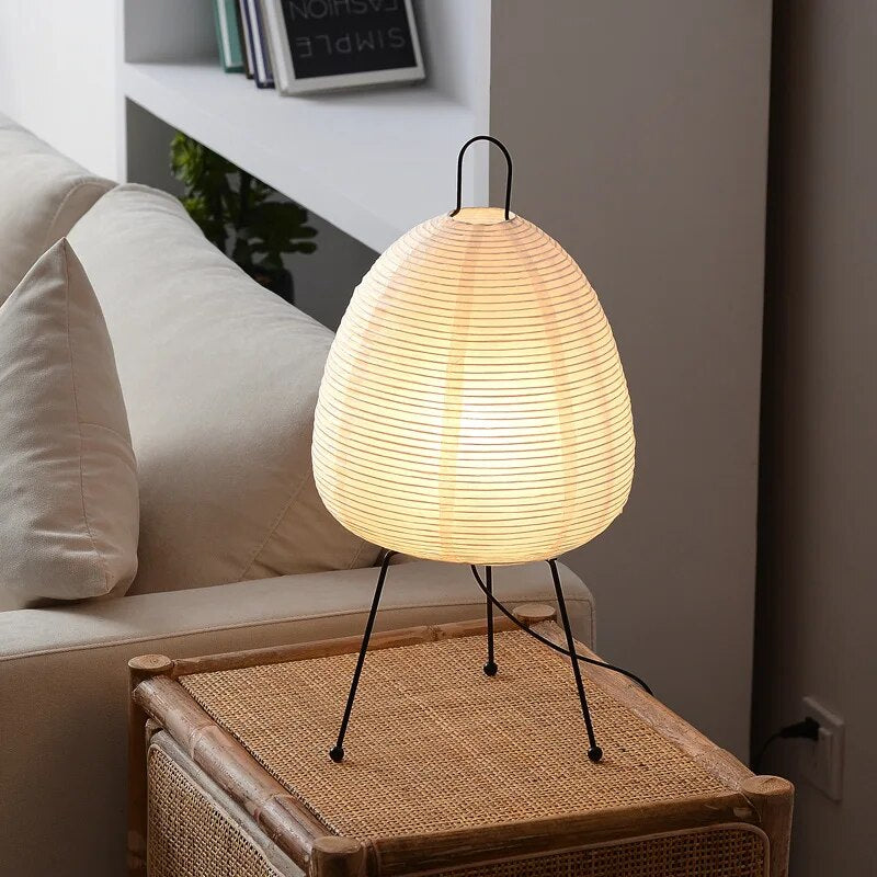 Rice Paper Table Lamp | Japanese-Inspired LED Design | Energy-Efficient Ambient Lighting for Living Room, Bedroom or Office