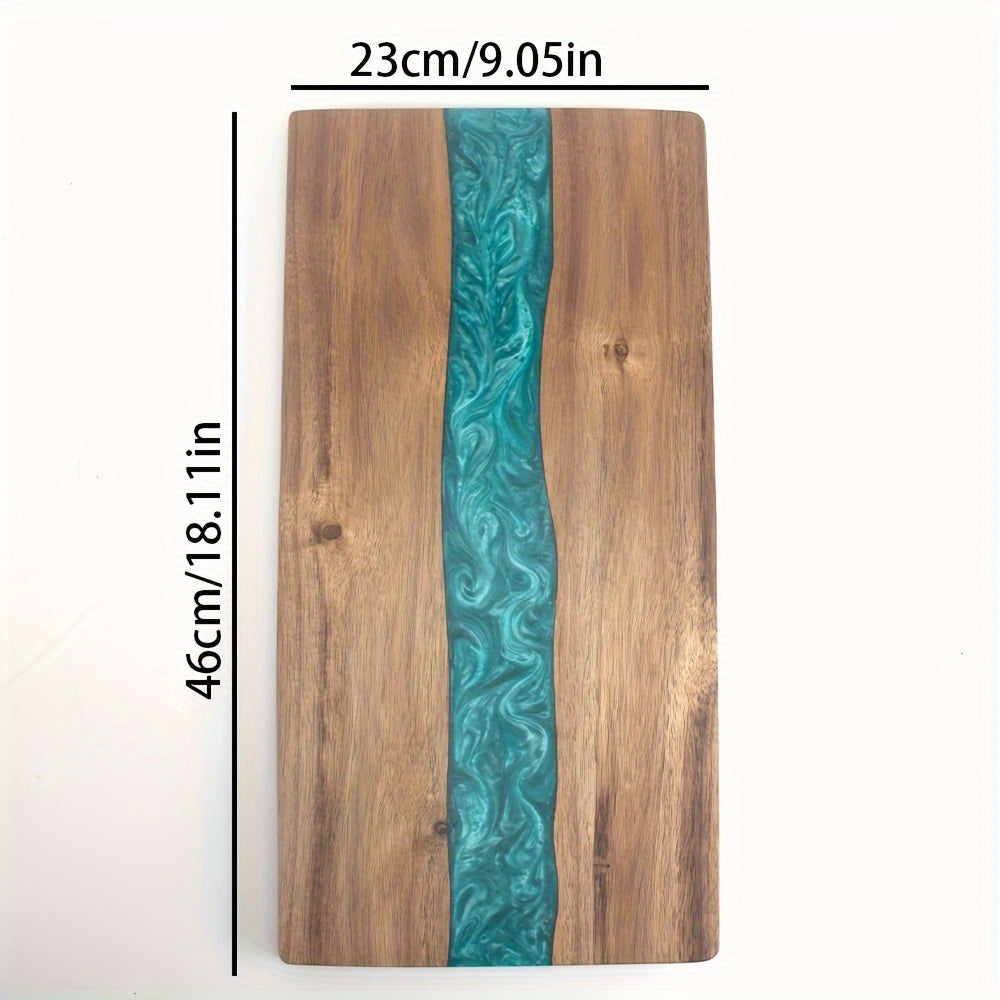 River Cutting Board | Poured Turquoise Channel, Long Face