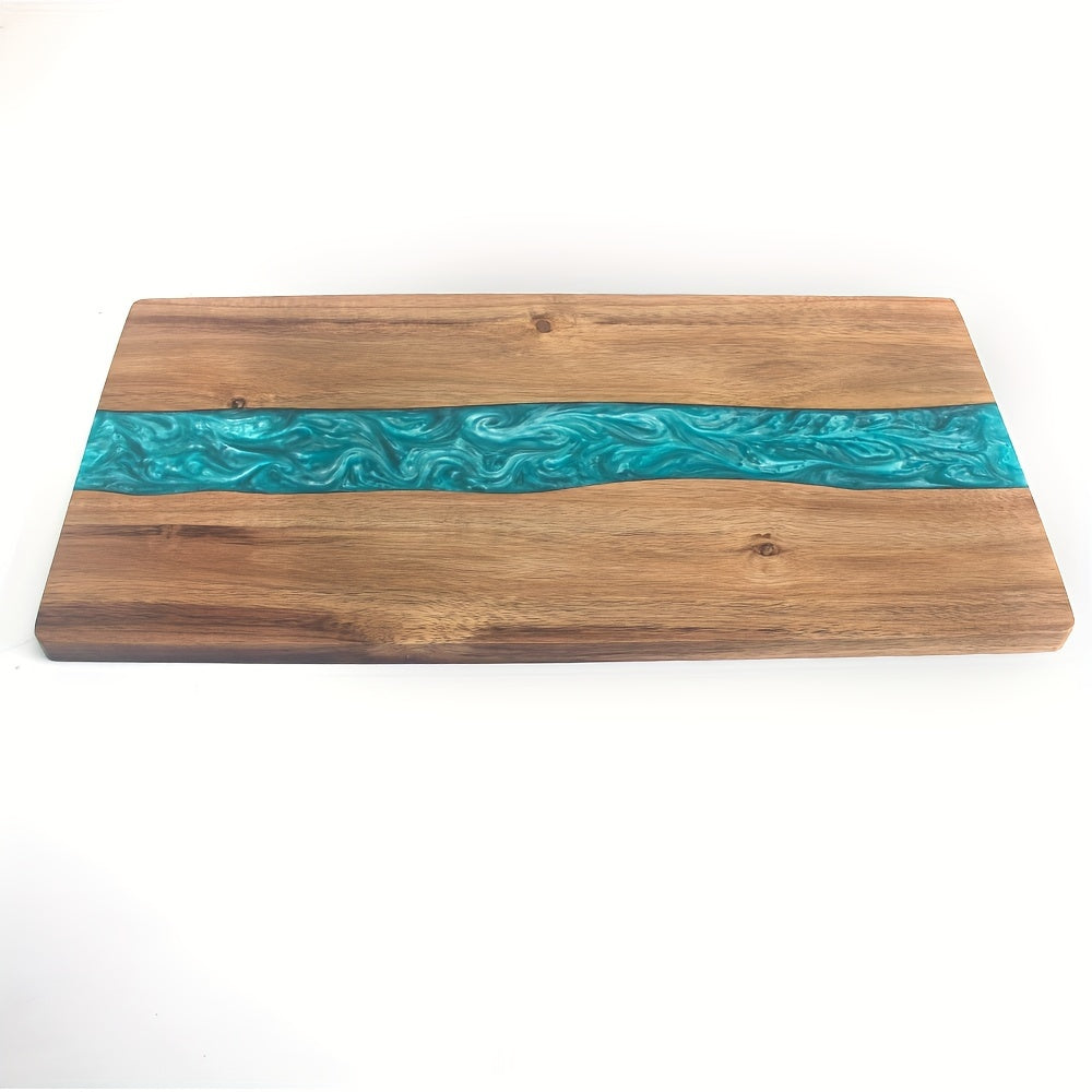 River Cutting Board | Poured Turquoise Channel, Long Face