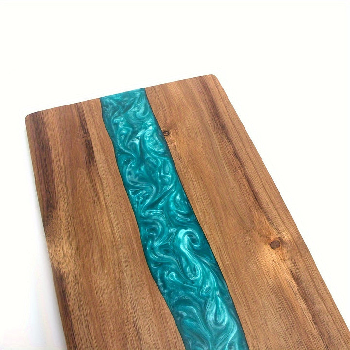 River Cutting Board | Poured Turquoise Channel, Long Face